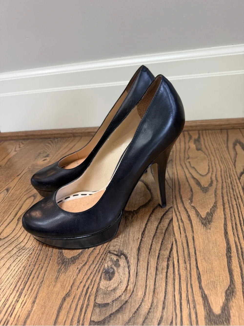 Vintage Enzo Angiolini Black Patent Platform Stiletto Heels Size 10